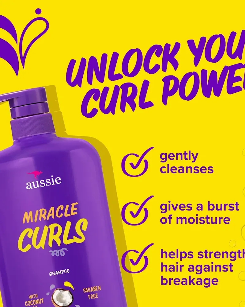 Aussie Aussie Paraben-Free Miracle Curls Shampoo with Coconut and Jojoba Oil — size line-up
