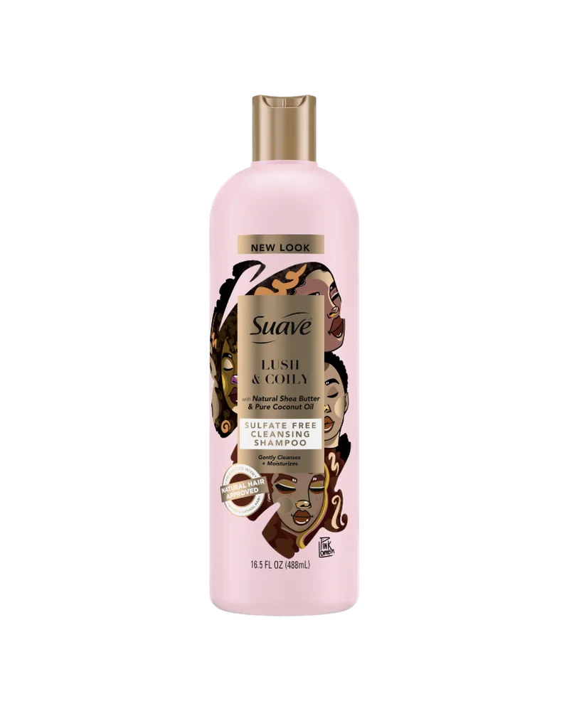 Suave Lush & Coily Sulfate-Free Cleansing Shampoo — 16.5 oz container