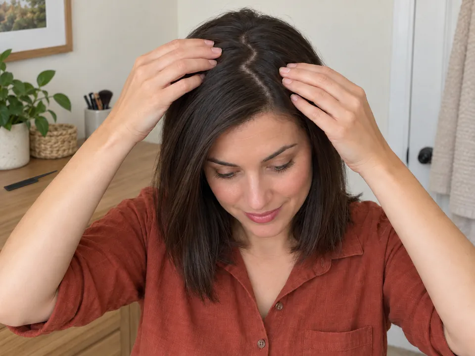 Settling roots on both sides of the part with the comb on the counter.