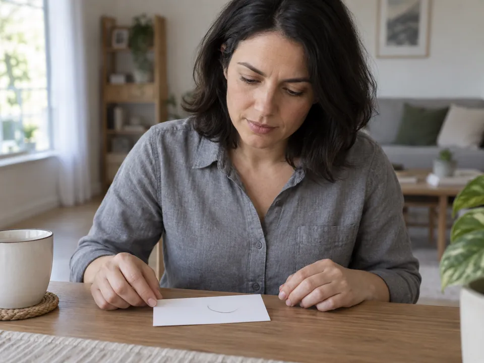 Viewing one naturally shed hair against a pale card.
