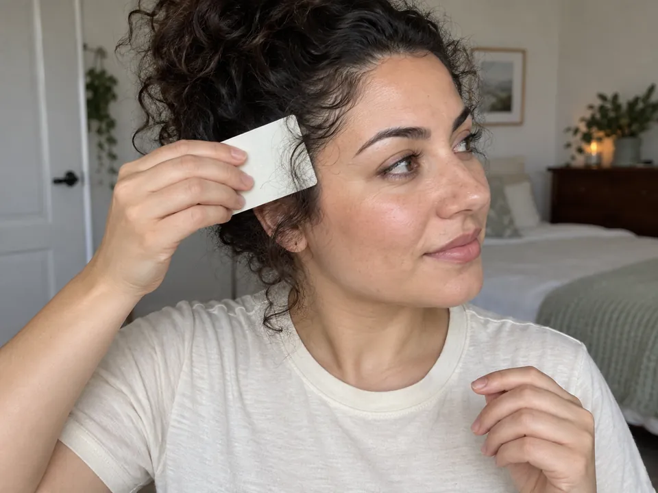 Placing a pale card behind reachable short hairs.