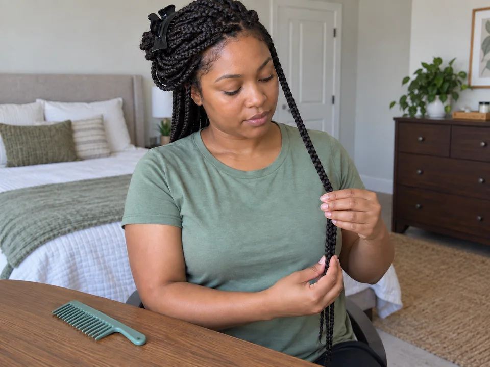 Supporting a single reachable braid while the remaining braids are held aside.