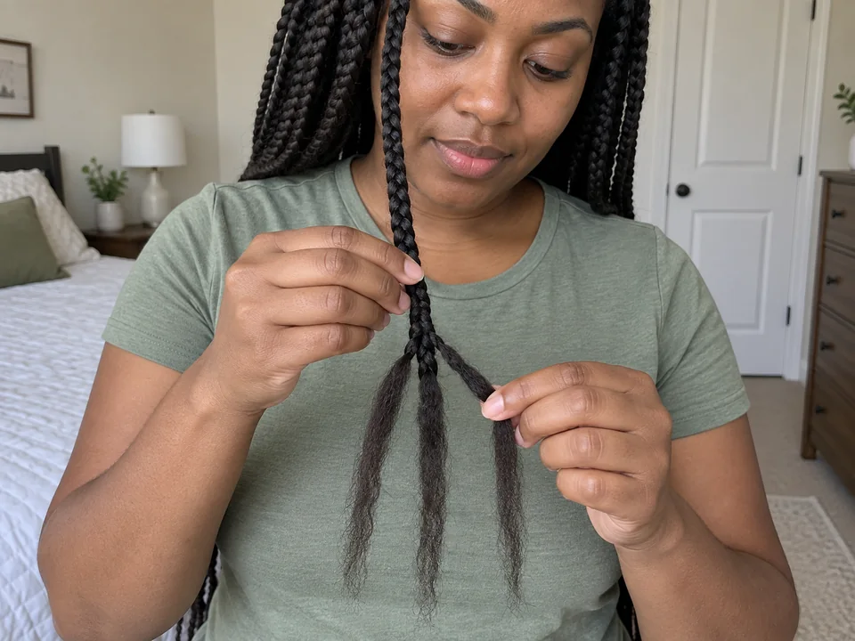 Separating the lowest crossing of a braid into three loose strand bundles.