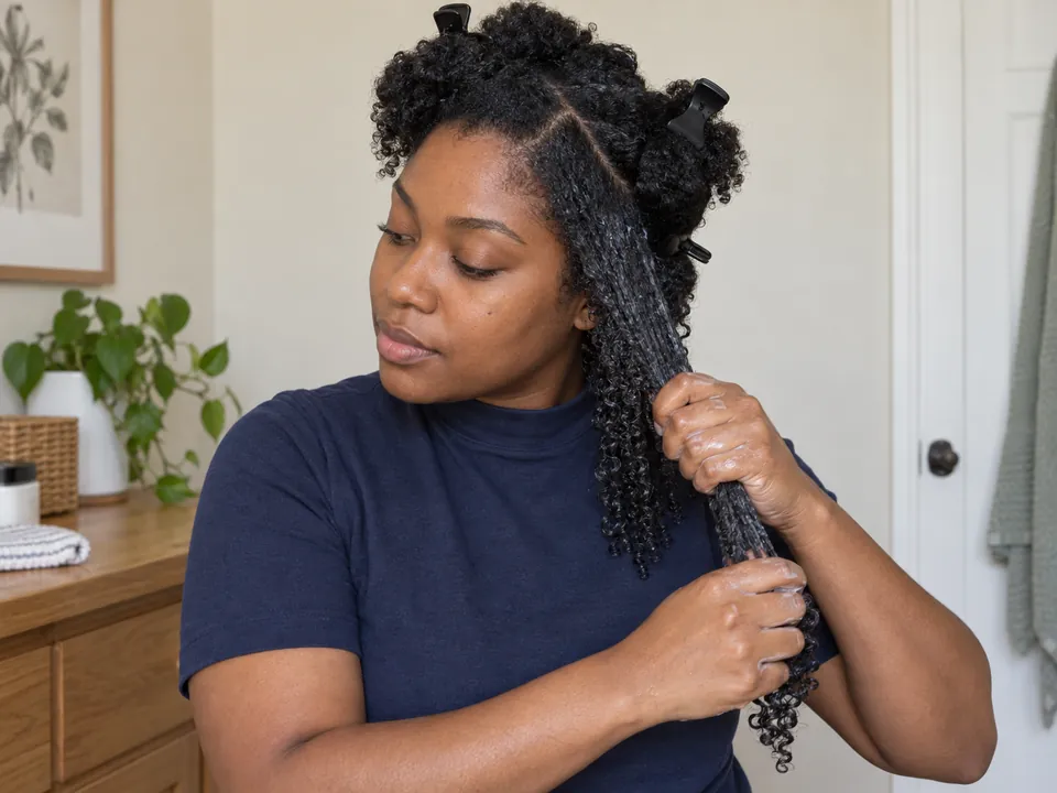 Supporting and smoothing styler through one wet coily section.