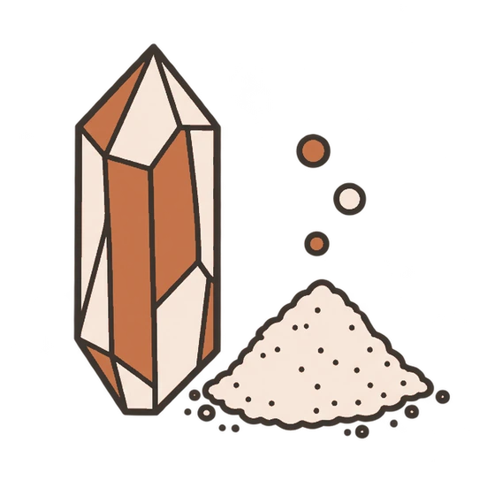 Minerals, clays and powders